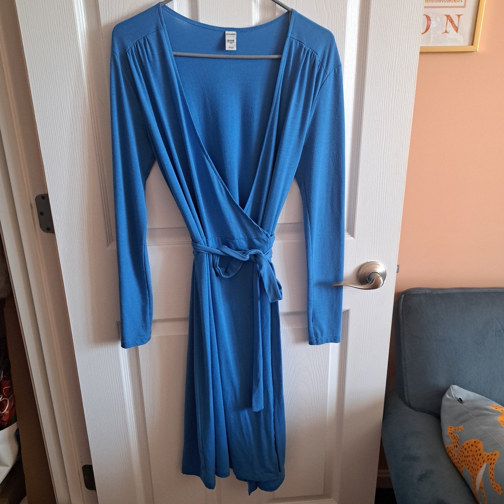 Vibrant Blue Long Sleeve Wrap Dress, 4